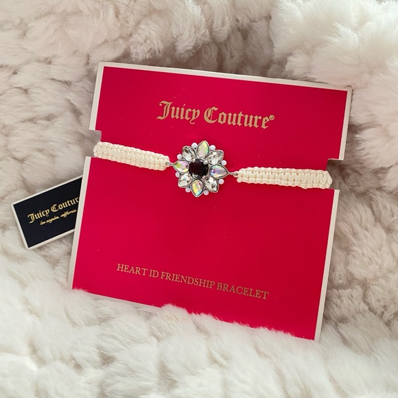 Juicy Couture White Rope Gold Tone Rhinestone Friendship Adjustable Bracelet NWT - Picture 3 of 6